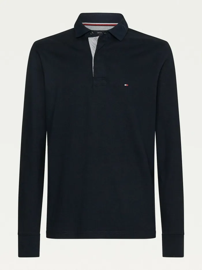 Tommy Hilfiger Iconic Rugby Shirt Desert Sky Mens Polo Shirts On Sale