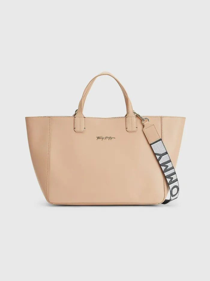 Tommy Hilfiger Iconic Signature Satchel Sandrift Womens Bags On Sale
