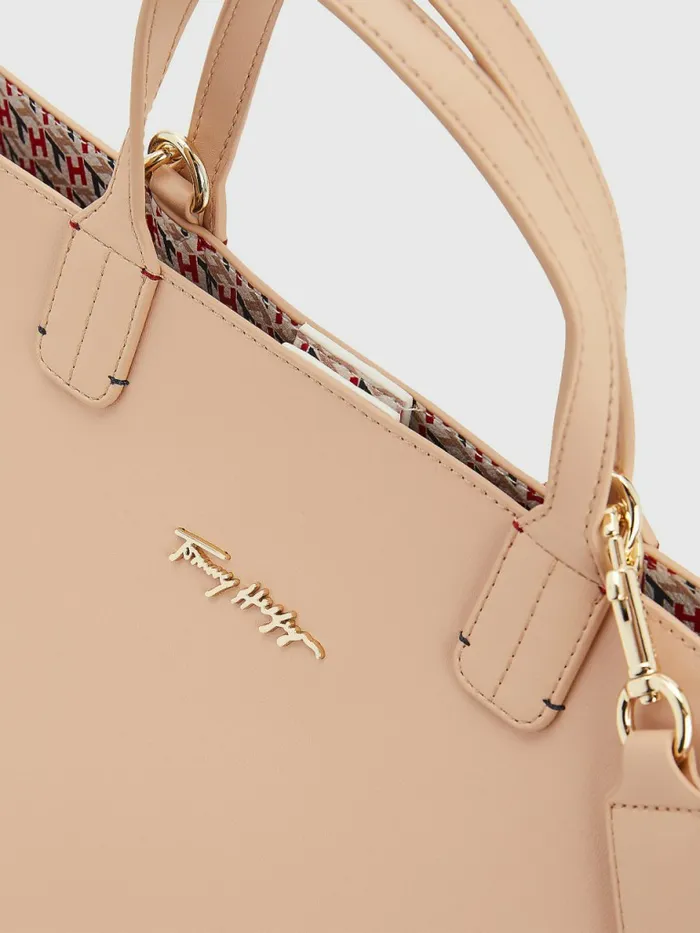 Tommy Hilfiger Iconic Signature Satchel Sandrift Womens Bags On Sale