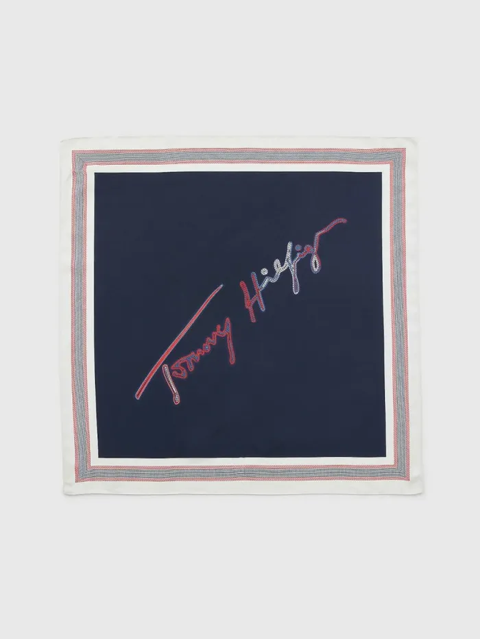Tommy Hilfiger Iconic Silk Bandana Corporate Signature Womens Hats and Scarves Popular Tommy Hilfiger Iconic Silk Bandana Corporate Signature Womens Hats and Scarves Popular