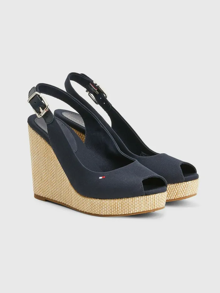 Tommy Hilfiger Iconic Slingback Espadrille High Heel Wedges Desert Sky Womens Sandals Gift for Friend Tommy Hilfiger Iconic Slingback Espadrille High Heel Wedges Desert Sky Womens Sandals Gift for Friend