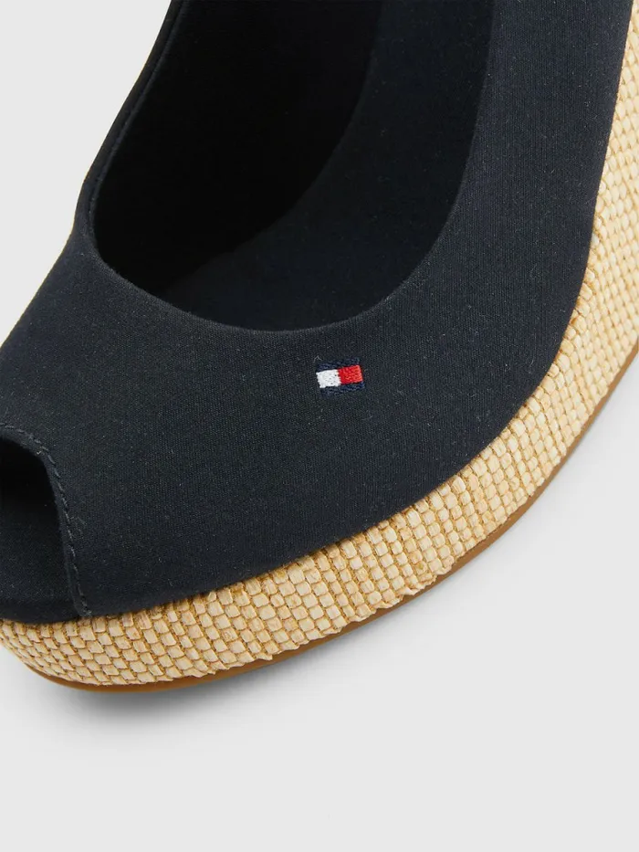 Tommy Hilfiger Iconic Slingback Espadrille High Heel Wedges Desert Sky Womens Sandals Gift for Friend