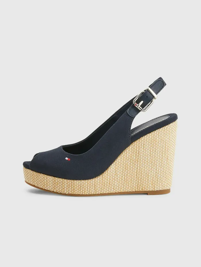 Tommy Hilfiger Iconic Slingback Espadrille High Heel Wedges Desert Sky Womens Sandals Gift for Friend