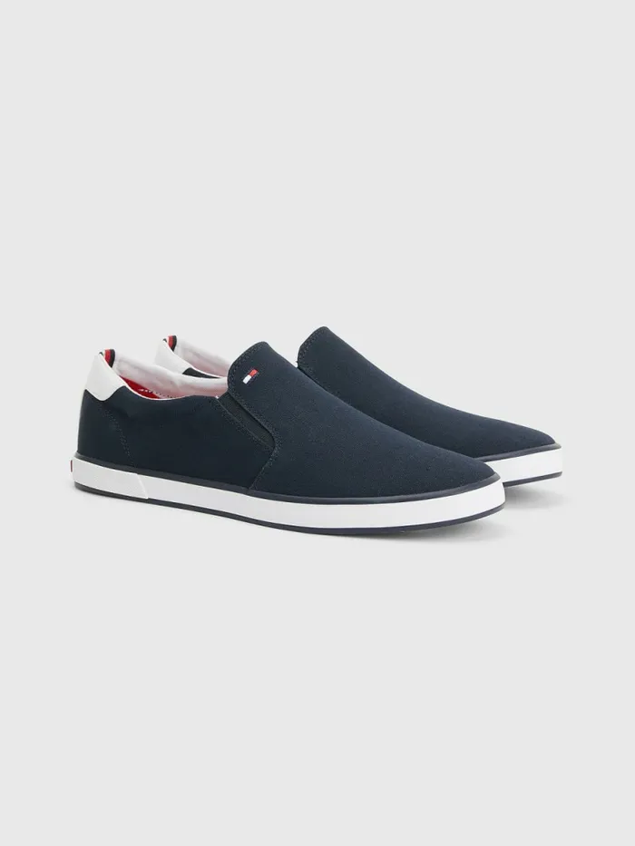 Tommy Hilfiger Iconic SlipOn Canvas Trainers Midnight Mens Boots Sale