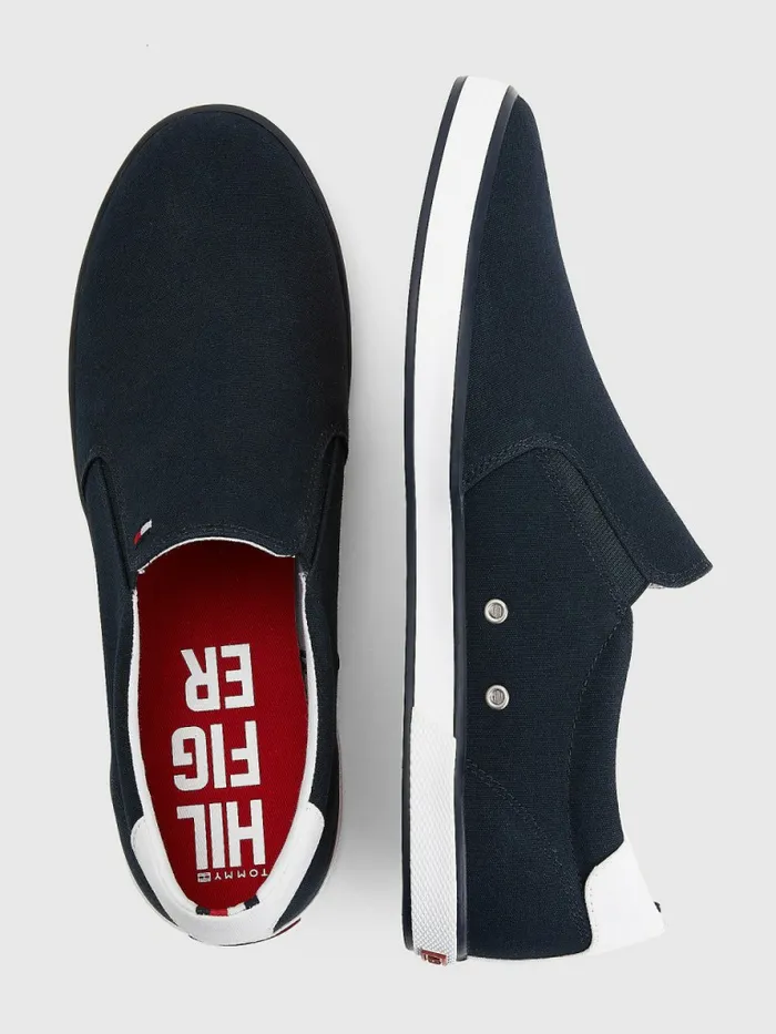 Tommy Hilfiger Iconic SlipOn Canvas Trainers Midnight Mens Boots Sale