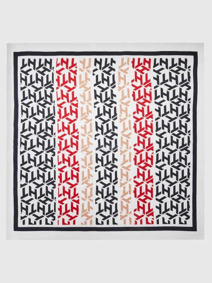 Tommy Hilfiger Iconic Square Monogram Scarf Corporate Mix Womens Hats and Scarves Sale Tommy Hilfiger Iconic Square Monogram Scarf Corporate Mix Womens Hats and Scarves Sale