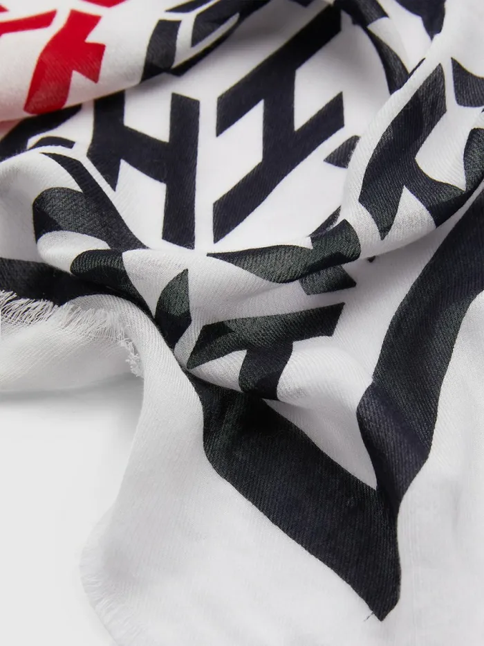 Tommy Hilfiger Iconic Square Monogram Scarf Corporate Mix Womens Hats and Scarves Sale