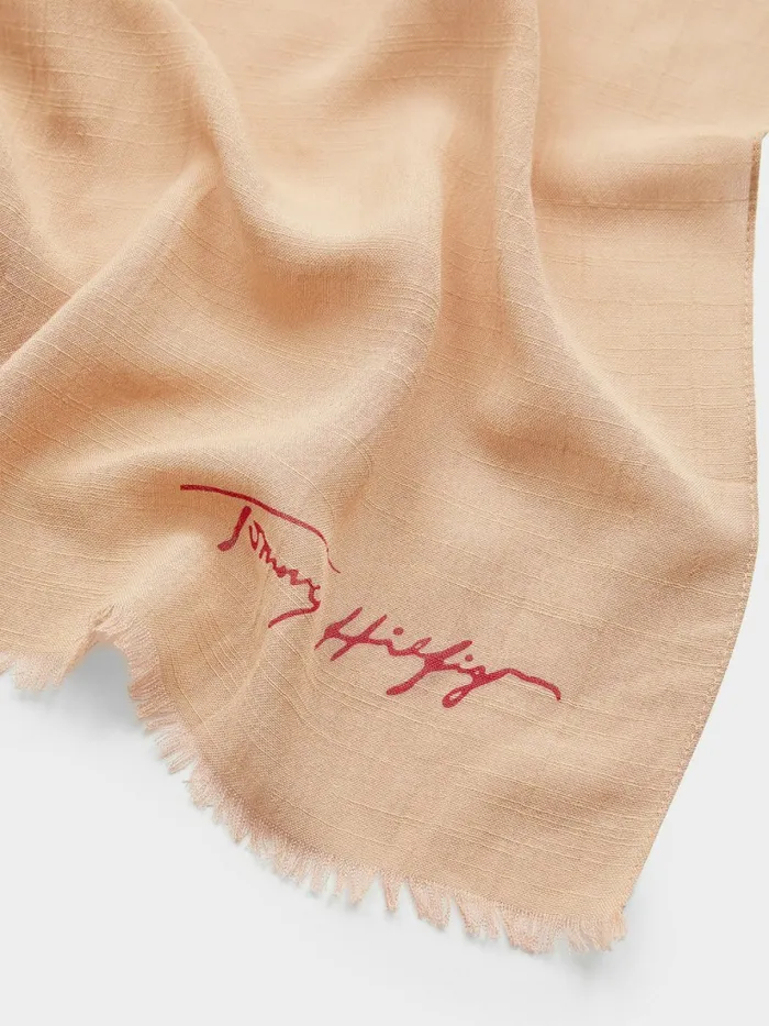 Tommy Hilfiger Iconic Th Modern Scarf SandriftPink Womens Hats and Scarves Gift Ideas