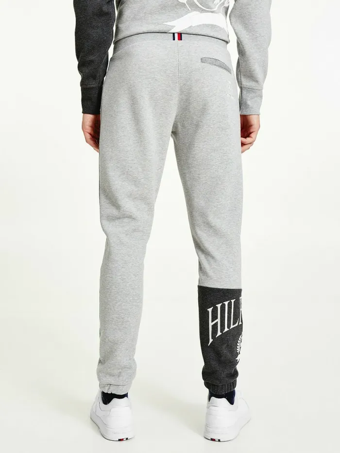 Tommy Hilfiger Icons ColourBlocked Crest Joggers Light Grey Heather Mens Trousers