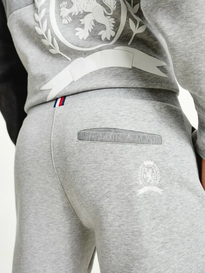 Tommy Hilfiger Icons ColourBlocked Crest Joggers Light Grey Heather Mens Trousers