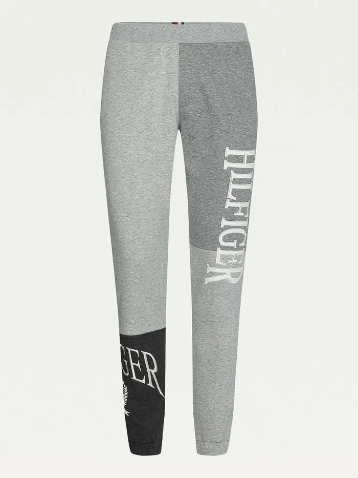 Tommy Hilfiger Icons ColourBlocked Crest Joggers Light Grey Heather Mens Trousers
