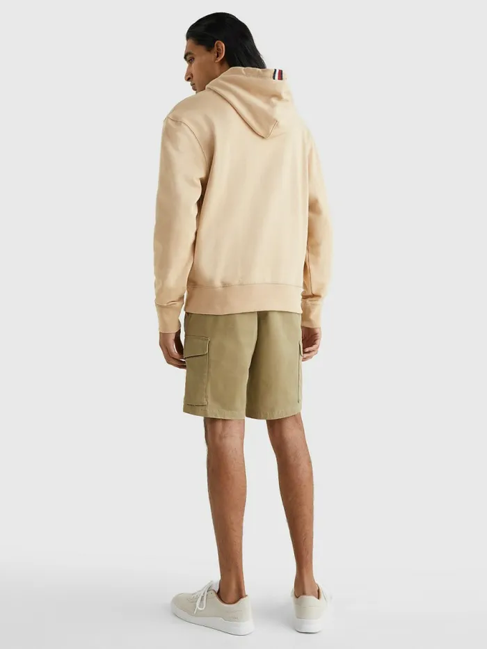 Tommy Hilfiger Icons Logo Embroidery Hoody Clayed Pebble Mens Sweatshirts and Hoodies Gift Ideas