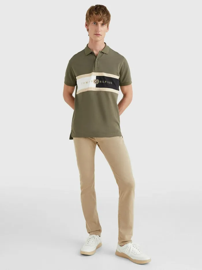 Tommy Hilfiger Icons Logo Regular Fit Polo Army Green Mens Polo Shirts Gift Ideas