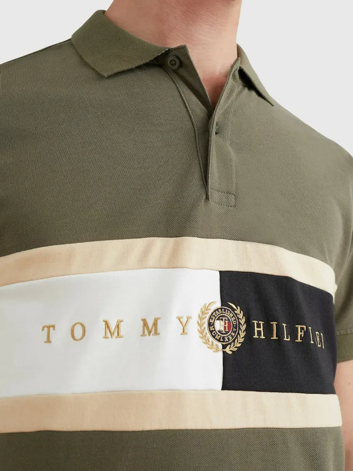 Tommy Hilfiger Icons Logo Regular Fit Polo Army Green Mens Polo Shirts Gift Ideas