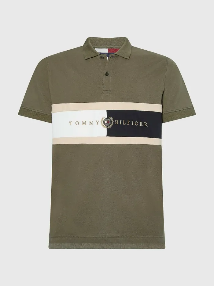 Tommy Hilfiger Icons Logo Regular Fit Polo Army Green Mens Polo Shirts Gift Ideas