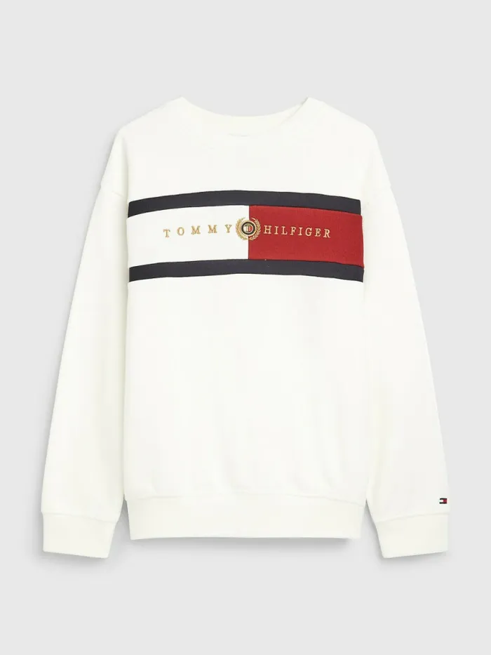 Tommy Hilfiger Icons Logo Sweatshirt Ecru Boys Sweatshirts and Hoodies Cheap On Sale Tommy Hilfiger Icons Logo Sweatshirt Ecru Boys Sweatshirts and Hoodies Cheap On Sale