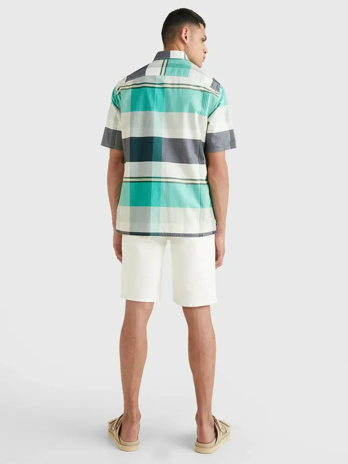Tommy Hilfiger Icons Madras Short Sleeve Shirt Aloha GreenMulti Mens Shirts Fashion