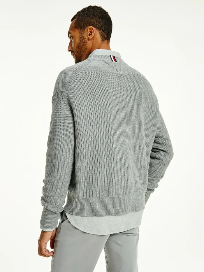 Tommy Hilfiger Icons Oversized Structured Jumper Medium Grey Heather Mens Knitwear Gift 4 You