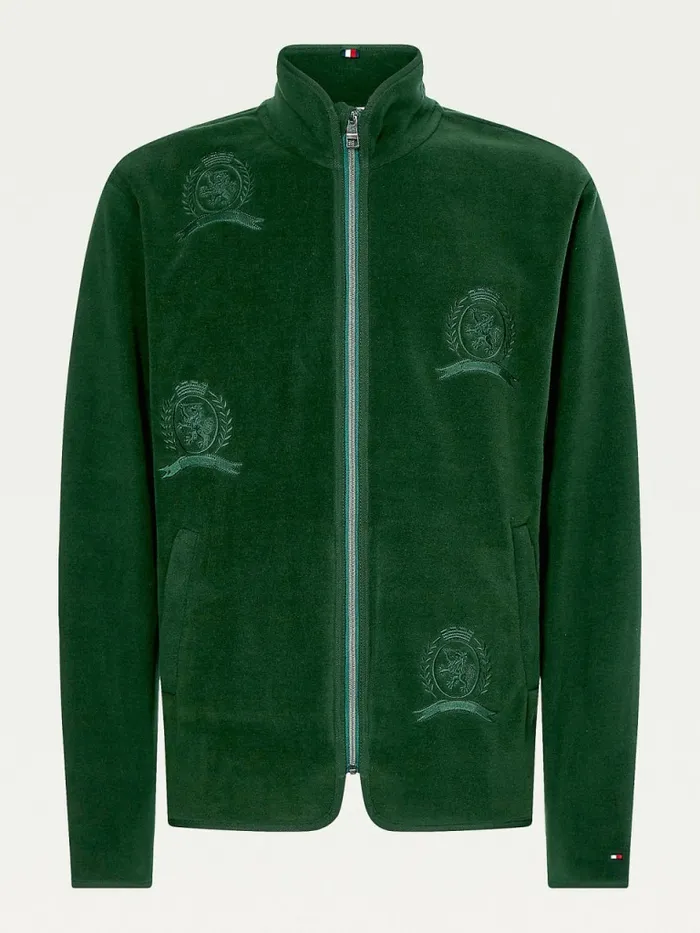 Tommy Hilfiger Icons Recycled Fleece Relaxed ZipThru Sweatshirt National Forest Mens Sweatshirts and Hoodies Cheap On Sale