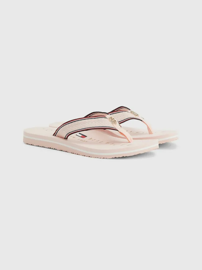 Tommy Hilfiger Interlock Monogram FlipFlops Pink Dust Womens Flat Shoes For Sale Tommy Hilfiger Interlock Monogram FlipFlops Pink Dust Womens Flat Shoes For Sale