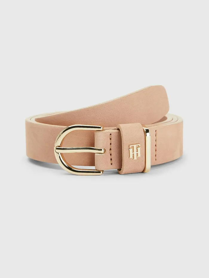 Tommy Hilfiger Interlock Plaque Leather Belt Sandrift Womens Belts Gift for Friend Tommy Hilfiger Interlock Plaque Leather Belt Sandrift Womens Belts Gift for Friend