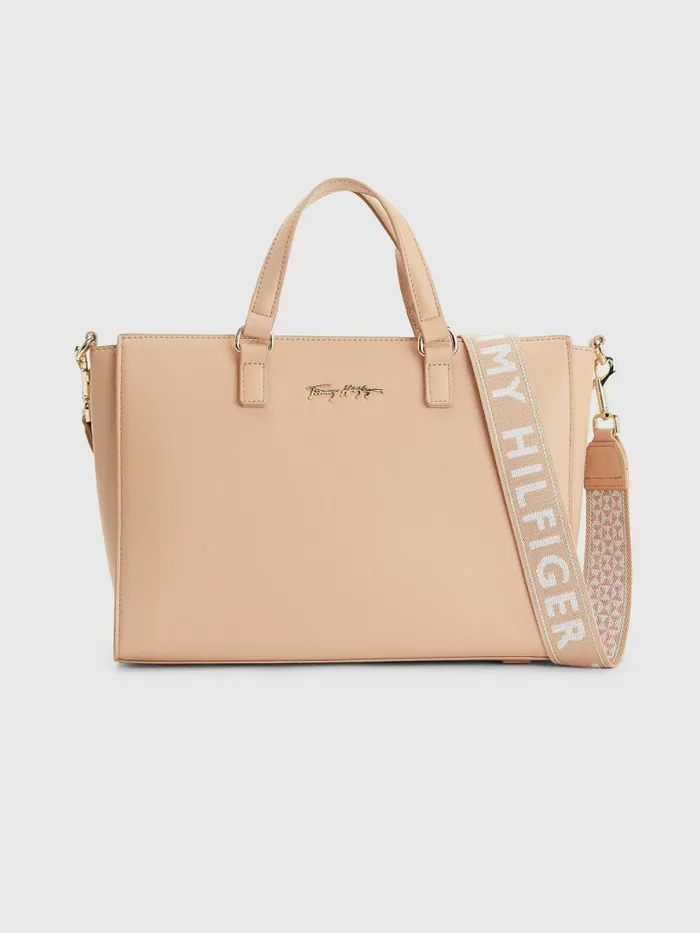 Tommy Hilfiger Joy Signature Satchel Sandrift Womens Bags Near Me