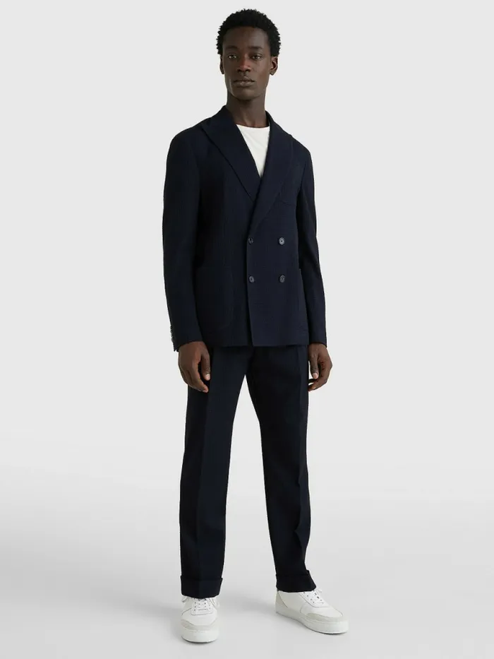 Tommy Hilfiger Lardini Double Breasted Seersucker Blazer Blue Mens Blazers