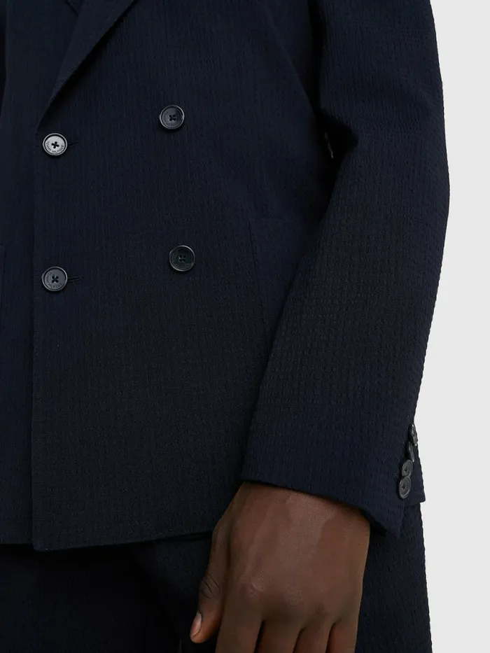 Tommy Hilfiger Lardini Double Breasted Seersucker Blazer Blue Mens Blazers