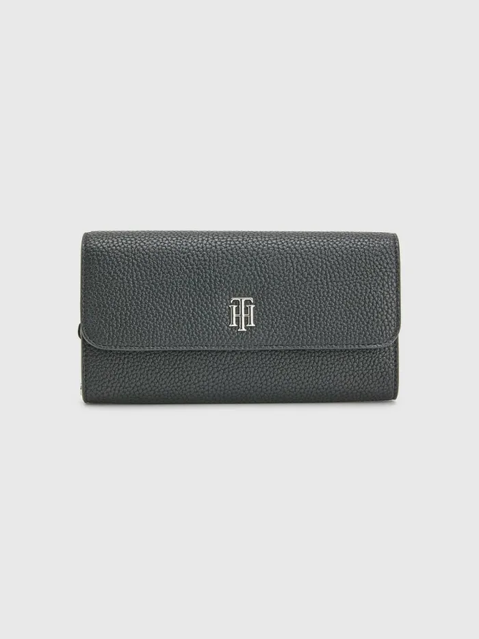 Tommy Hilfiger Large Flap Wallet Black Womens Wallets and Keyrings Sale