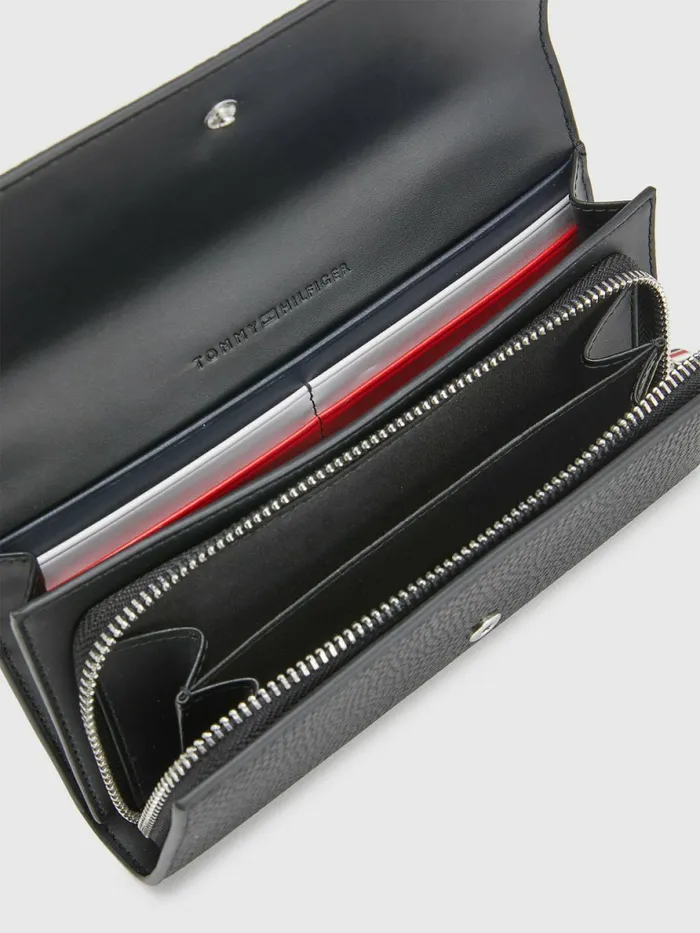 Tommy Hilfiger Large Flap Wallet Black Womens Wallets and Keyrings Sale