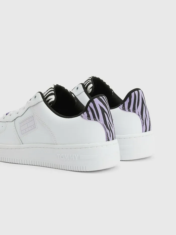 Tommy Hilfiger Leather Animal Print Cupsole Trainers White Womens Trainers Near Me