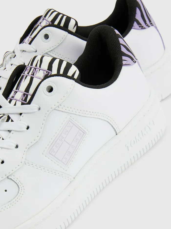 Tommy Hilfiger Leather Animal Print Cupsole Trainers White Womens Trainers Near Me