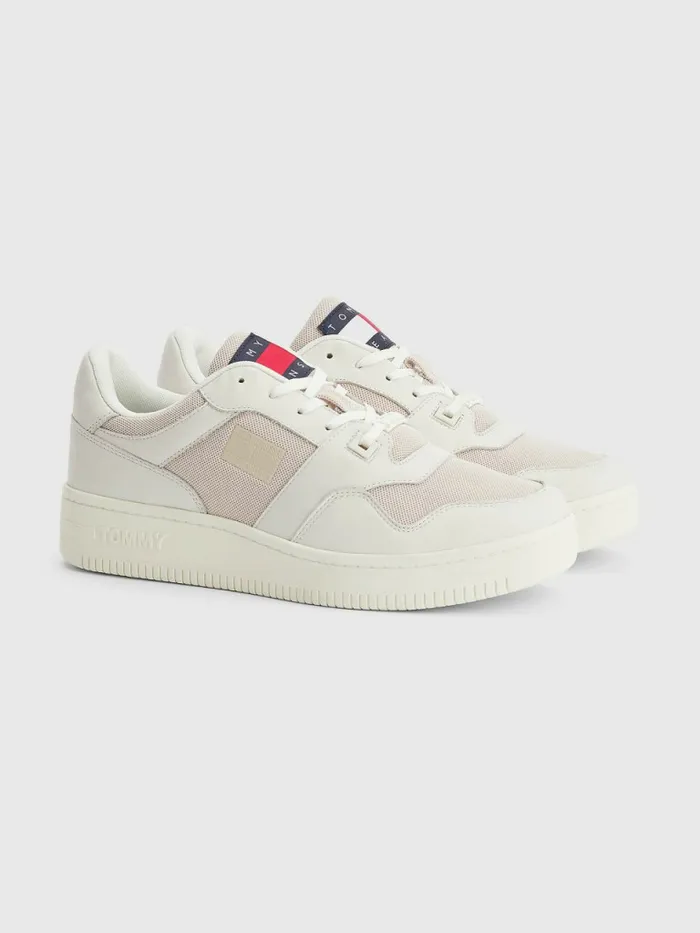 Tommy Hilfiger Leather Basket Trainers Ivory Mens Boots Gift Ideas