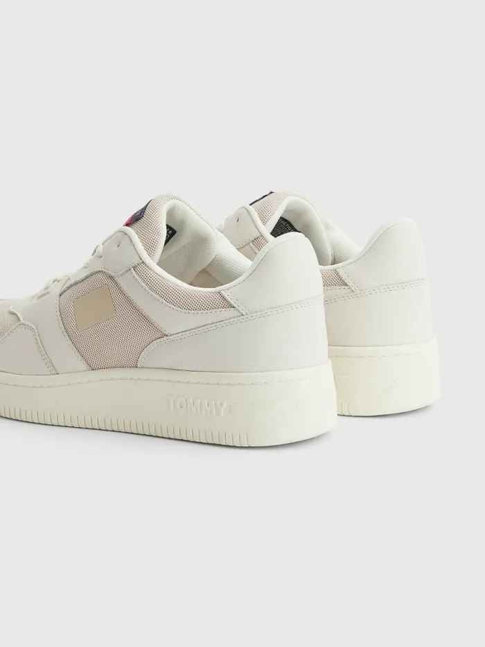 Tommy Hilfiger Leather Basket Trainers Ivory Mens Boots Gift Ideas