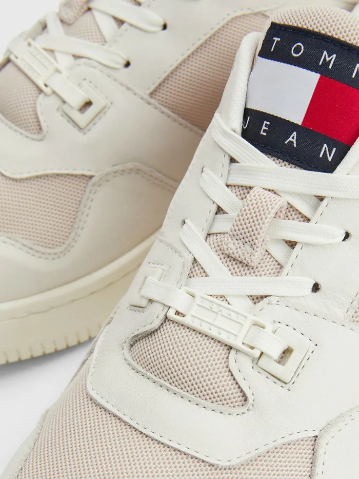 Tommy Hilfiger Leather Basket Trainers Ivory Mens Boots Gift Ideas