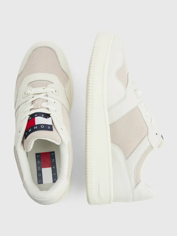 Tommy Hilfiger Leather Basket Trainers Ivory Mens Boots Gift Ideas