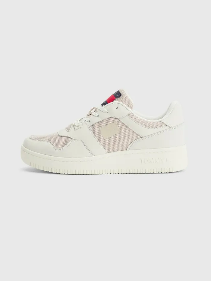 Tommy Hilfiger Leather Basket Trainers Ivory Mens Boots Gift Ideas
