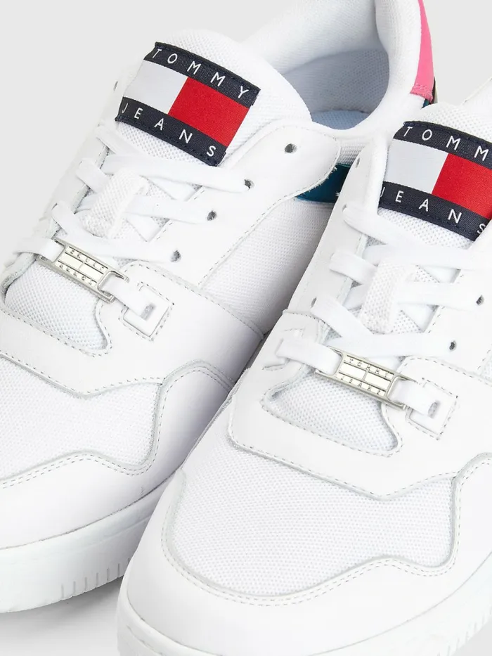 Tommy Hilfiger Leather Basketball Trainers Petrol Womens Trainers Sale