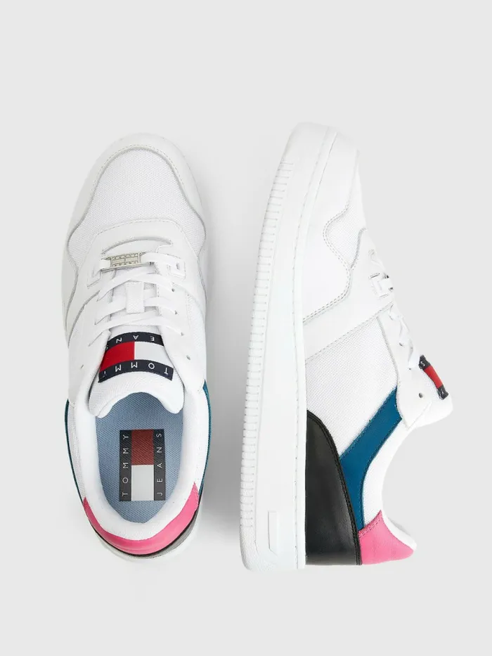 Tommy Hilfiger Leather Basketball Trainers Petrol Womens Trainers Sale