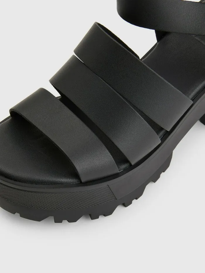 Tommy Hilfiger Leather Block Heel Sandals Black Womens Sandals Sale