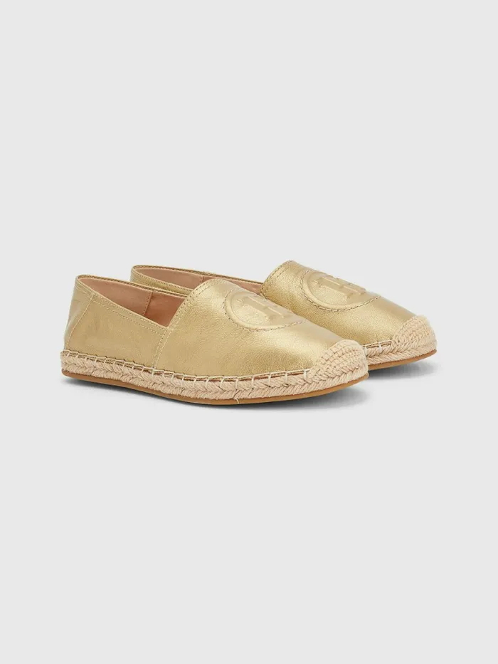 Tommy Hilfiger Leather Floral Monogram Espadrilles Light Gold Womens Boots Online