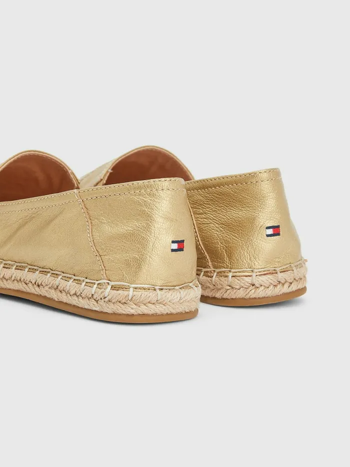 Tommy Hilfiger Leather Floral Monogram Espadrilles Light Gold Womens Boots Online