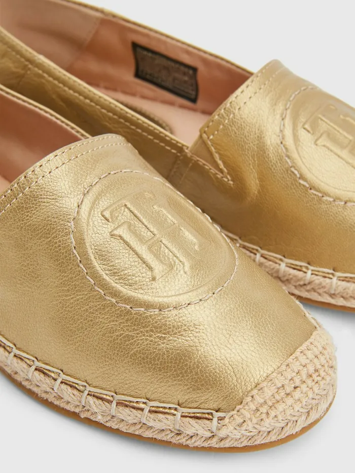 Tommy Hilfiger Leather Floral Monogram Espadrilles Light Gold Womens Boots Online