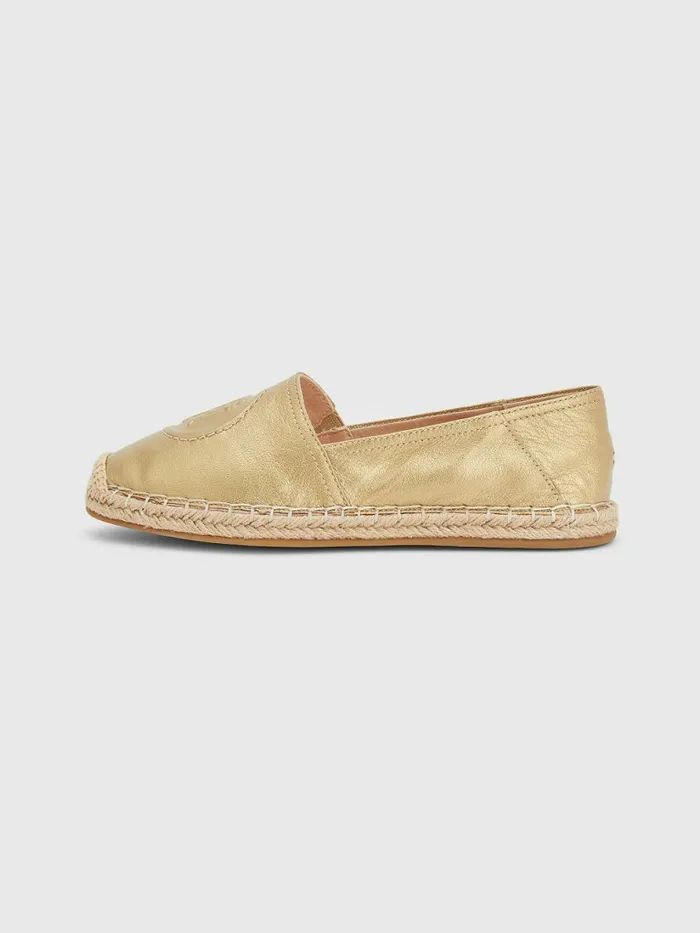 Tommy Hilfiger Leather Floral Monogram Espadrilles Light Gold Womens Boots Online