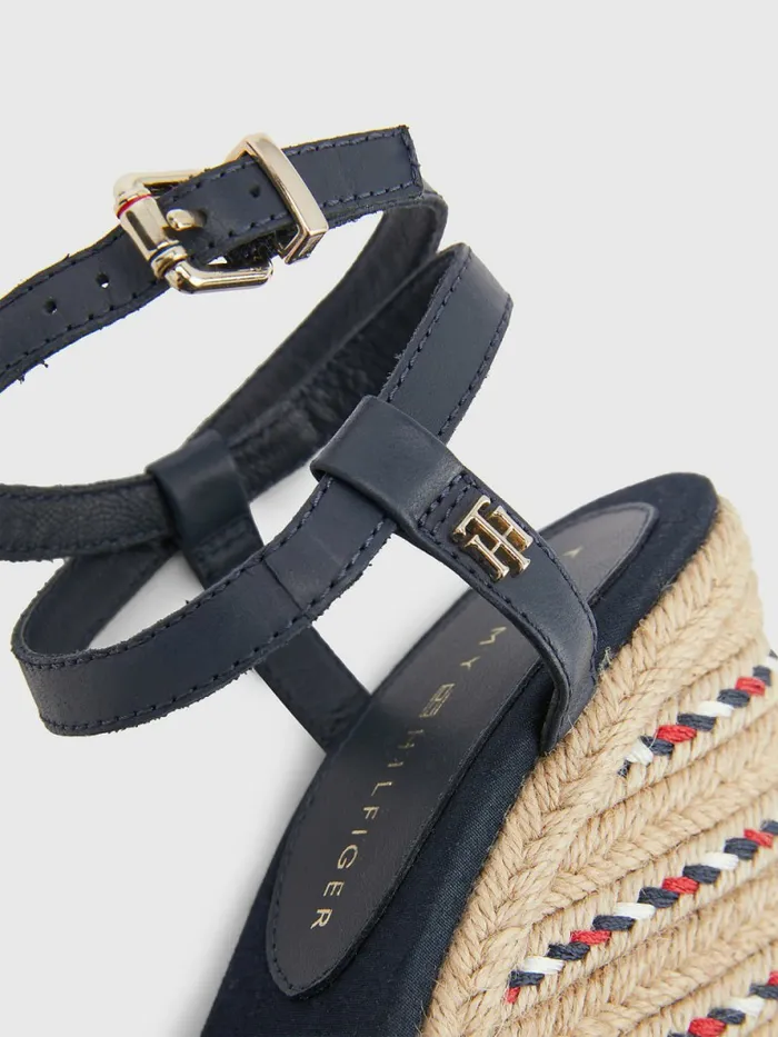 Tommy Hilfiger Leather High Heel Wedge Sandals Desert Sky Womens Boots Cheap On Sale