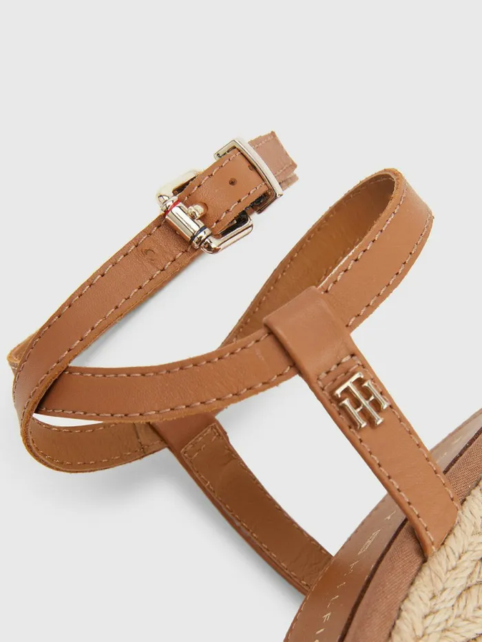 Tommy Hilfiger Leather High Heel Wedge Sandals Summer Cognac Womens Sandals Gift 4 You