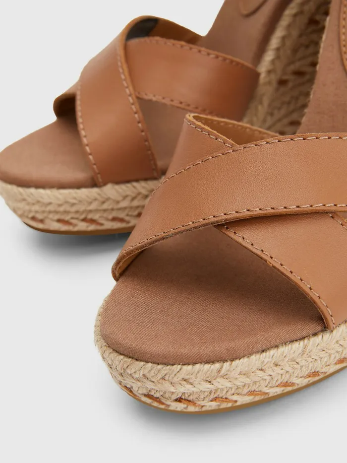 Tommy Hilfiger Leather High Heel Wedge Sandals Summer Cognac Womens Sandals Gift 4 You
