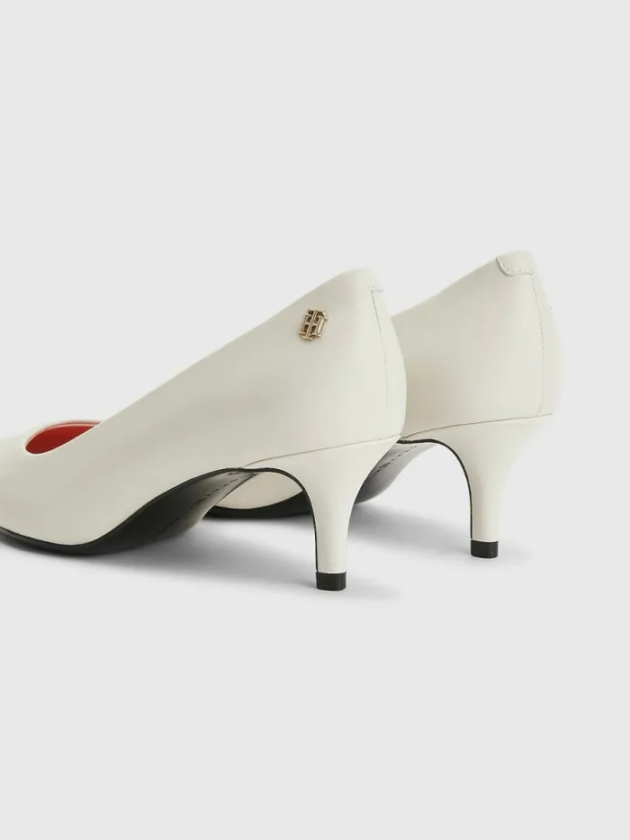 Tommy Hilfiger Leather Mid Heel Pumps White Dove Womens Pumps Cheap On Sale