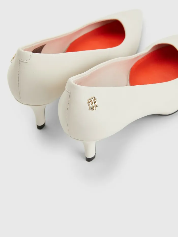 Tommy Hilfiger Leather Mid Heel Pumps White Dove Womens Pumps Cheap On Sale