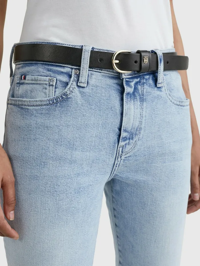 Tommy Hilfiger Leather Monogram Belt Black Womens Belts Sale